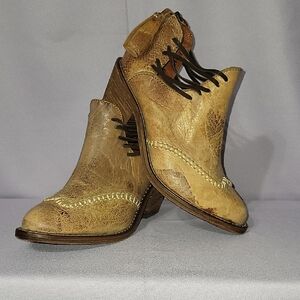 Corral Tan Ankle Booties with Chunky Heel